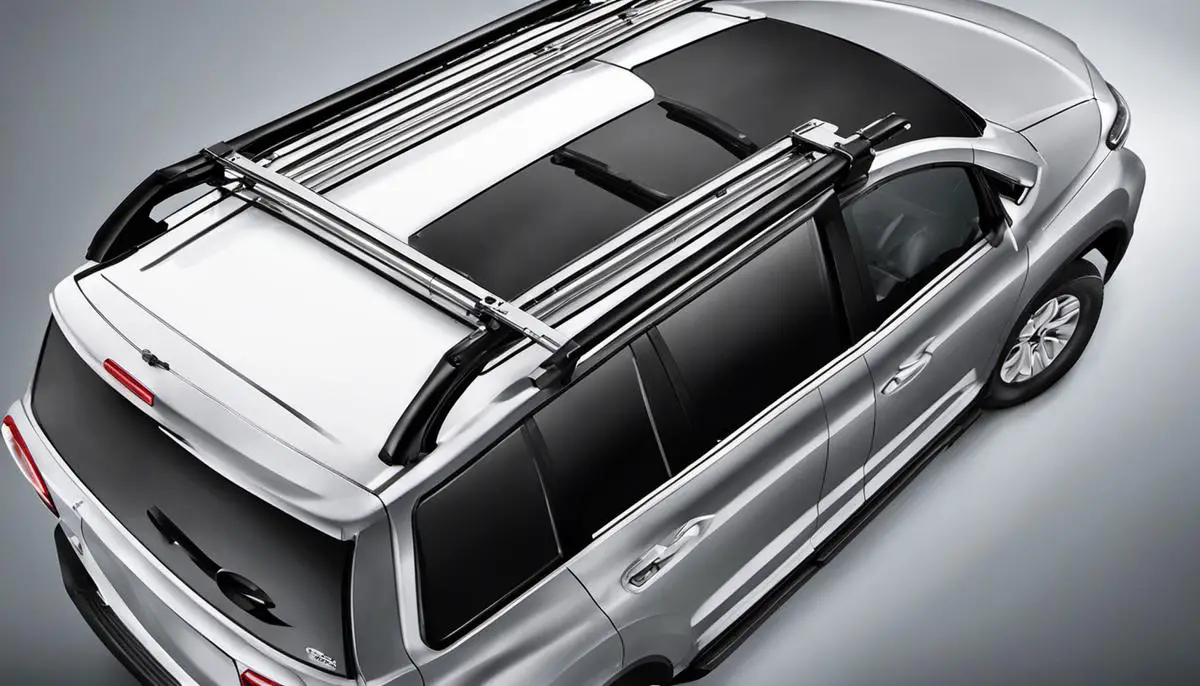 Illustration of a roof rack with a sunroof installed on a vehicle