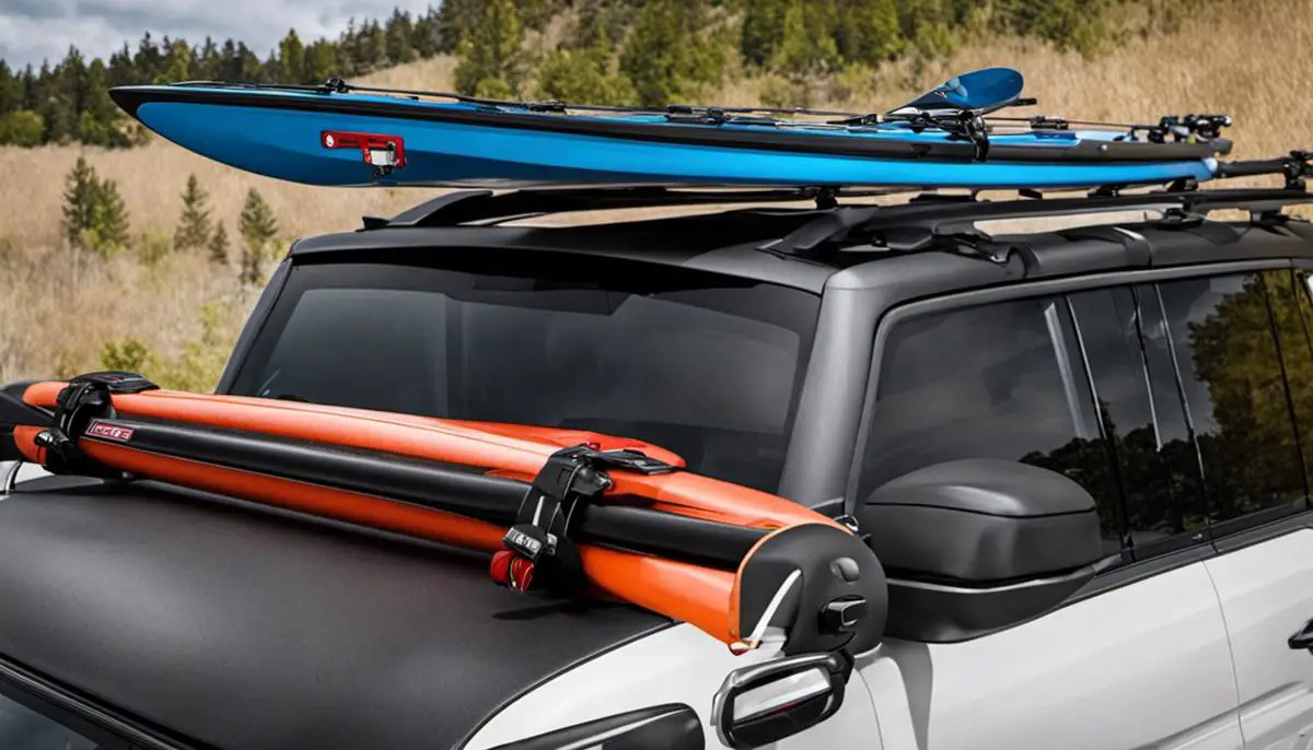 A roof rack with a sunroof offering extra storage space for various items such as bikes, kayaks, and skis.
